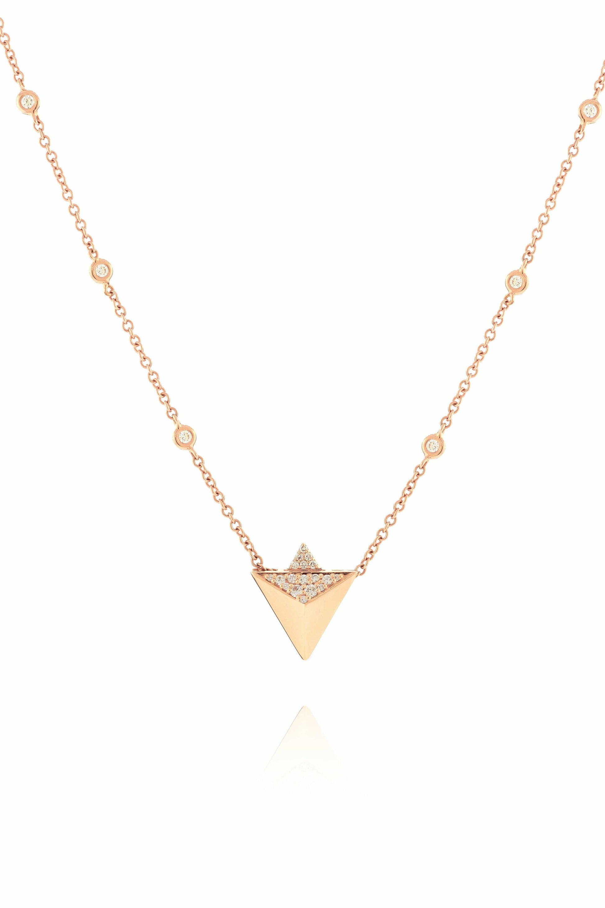ALESSA JEWELRY-Rising Diamond Pendant Necklace-ROSE GOLD
