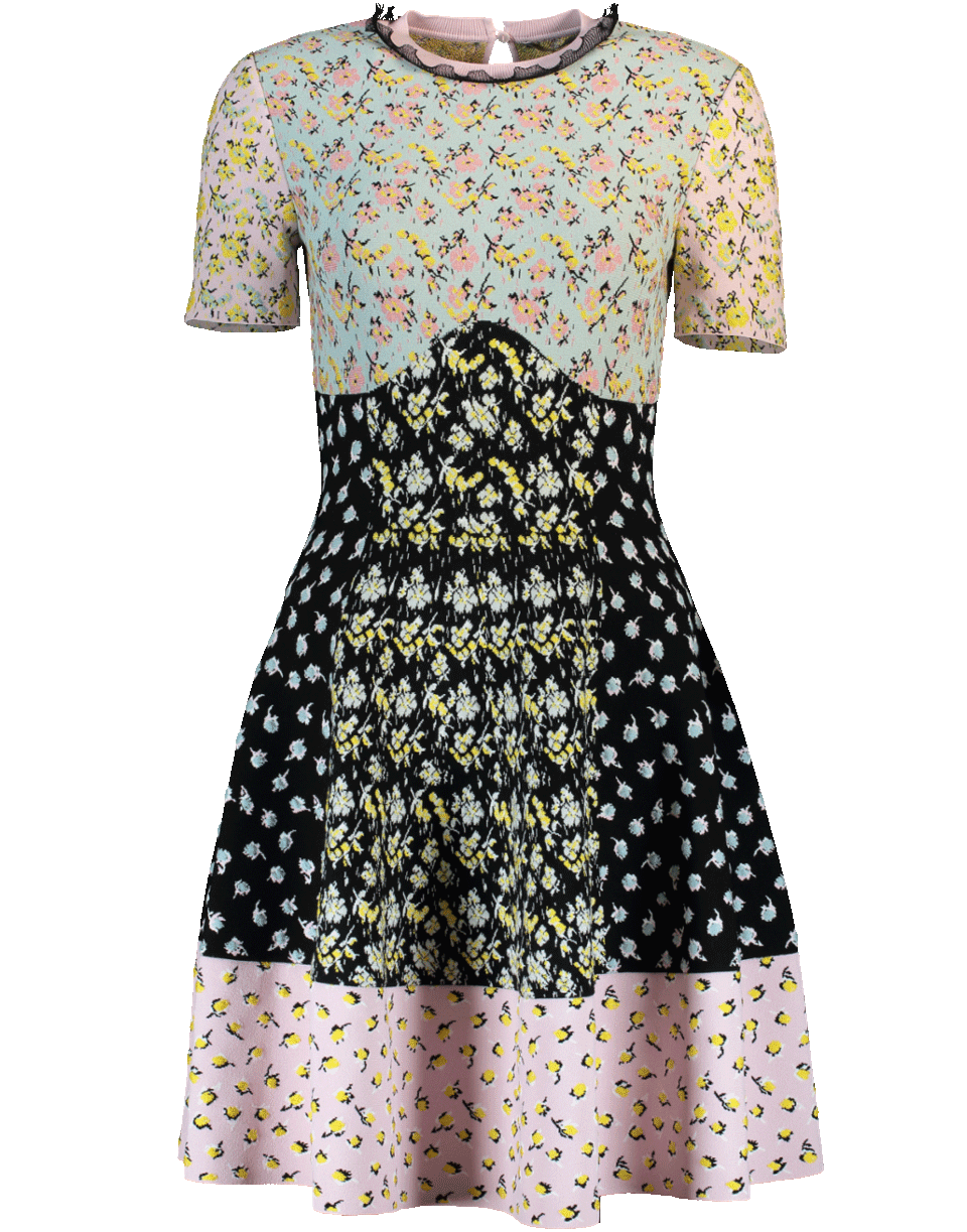 ALEXANDER MCQUEEN-Floral Print Knit Dress-