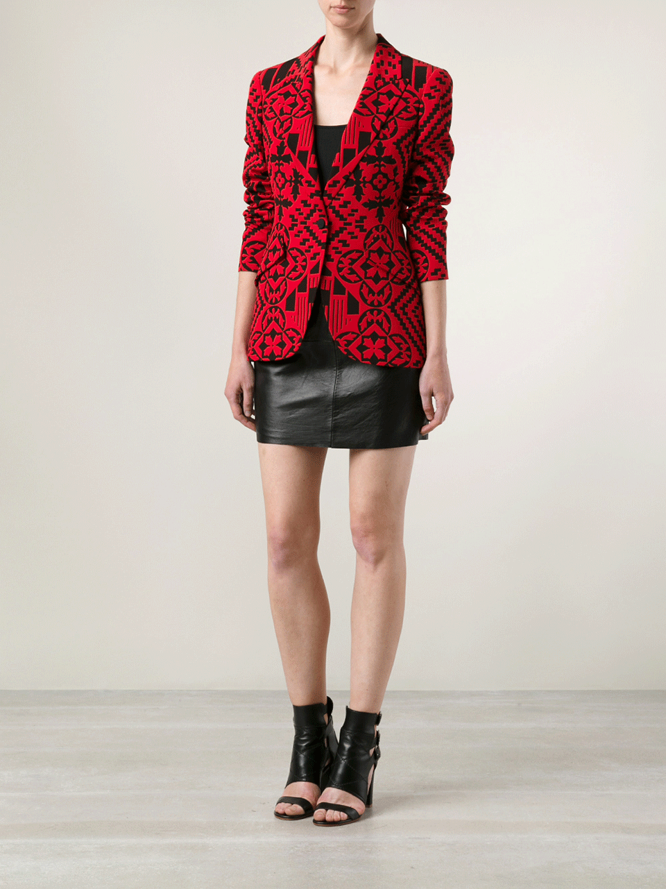 One Button Patchwork Blazer CLOTHINGJACKETBLAZERS ALEXANDER MCQUEEN   