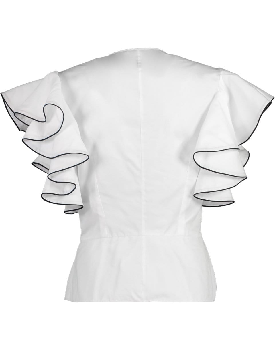 ALEXANDER MCQUEEN-Ruffle Blouse with Piping-WHITE