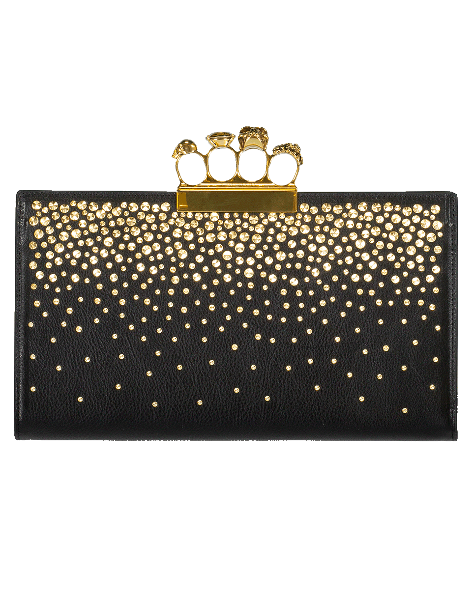 ALEXANDER MCQUEEN-Four Ring Crystal Flat Pouch-BLK/GLD