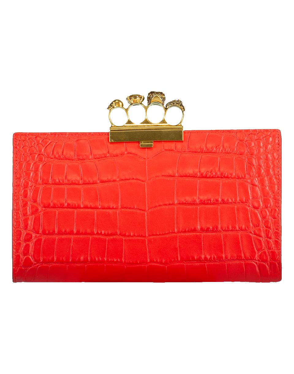 ALEXANDER MCQUEEN-Four Ring Knuckle Flat Pouch-RED