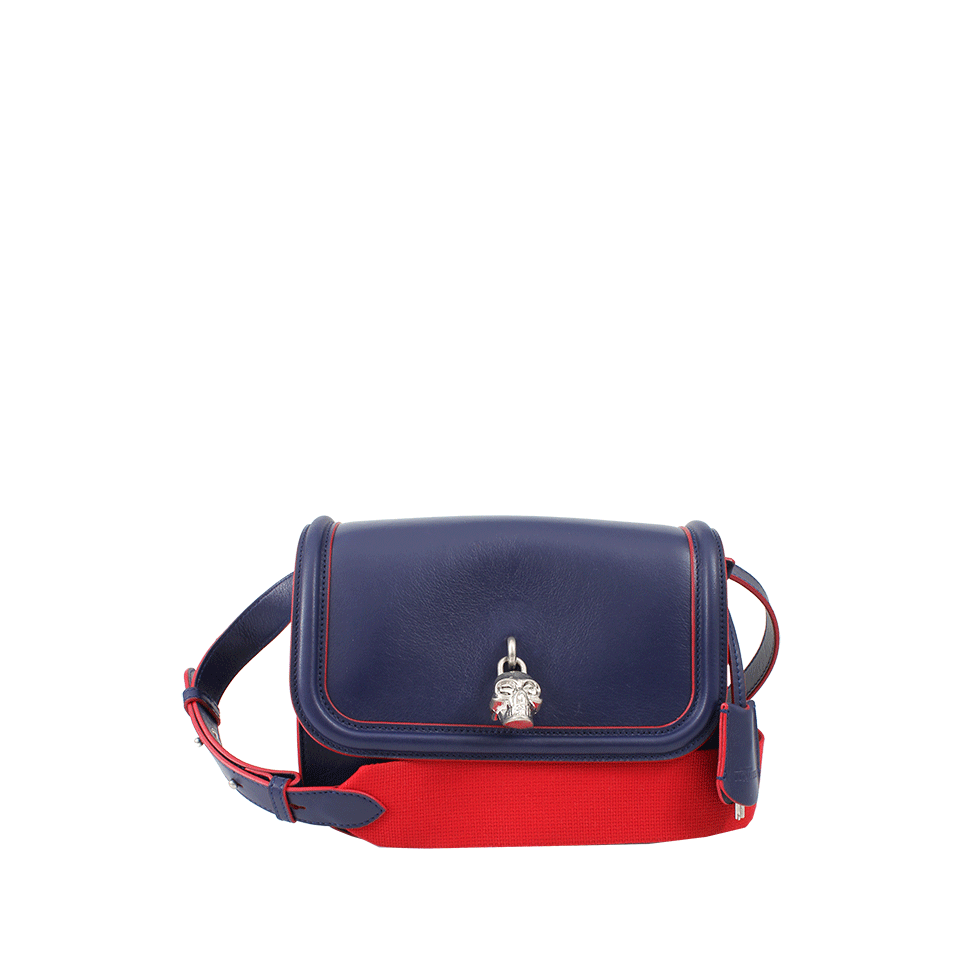 ALEXANDER MCQUEEN-Padlock Satchel-BLUE/RED