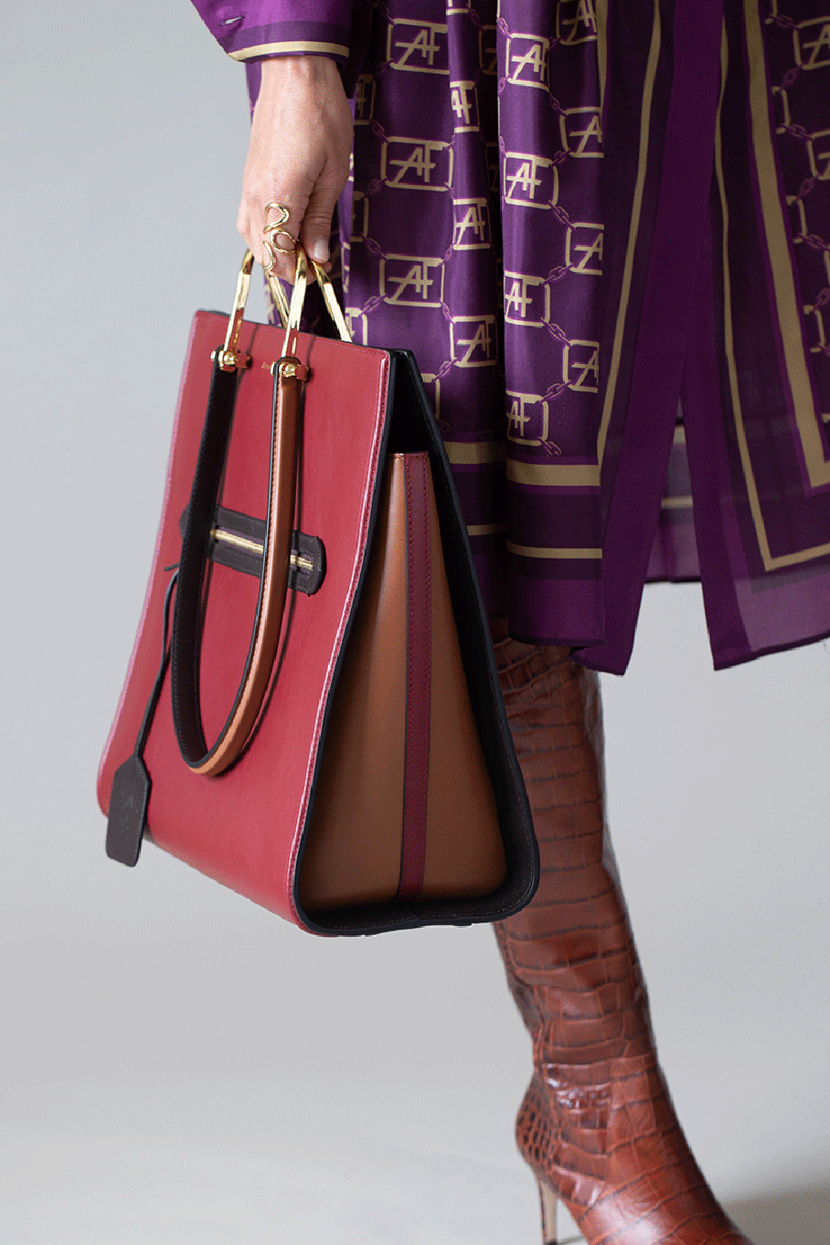 ALEXANDER MCQUEEN-The Tall Story Tote-WINE MULTI