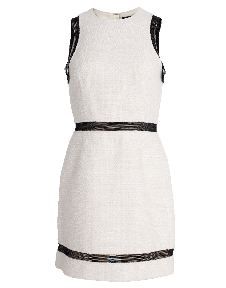 ALEXANDER WANG-Chain Mail Trim Tweed Dress-IVORY