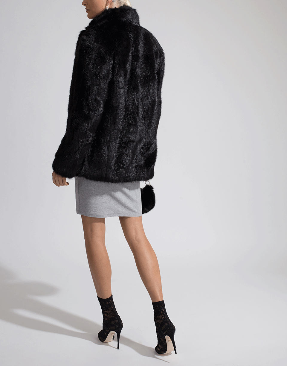 ALEXANDER WANG-Single Breasted Faux Fur Jacket-