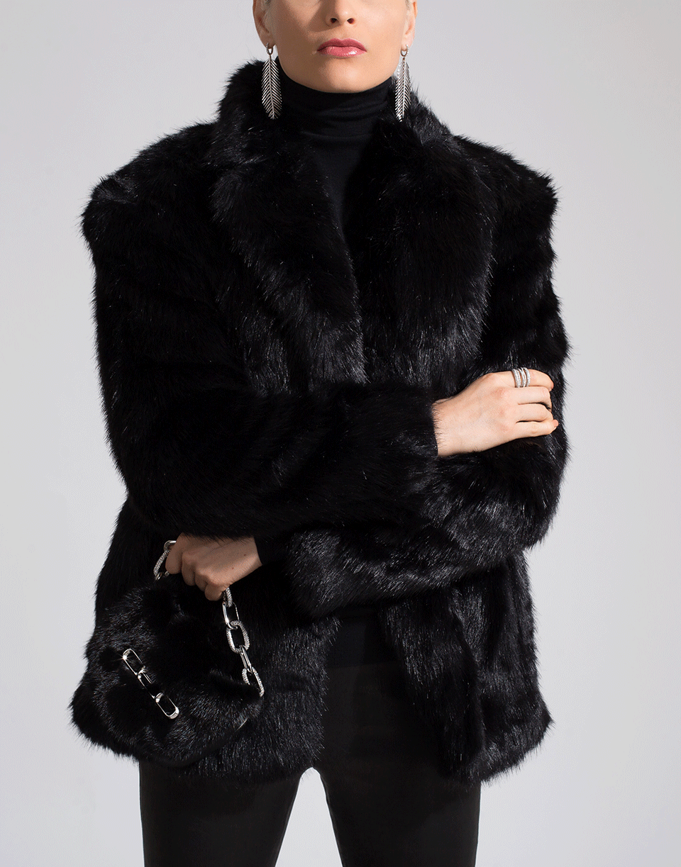 ALEXANDER WANG-Single Breasted Faux Fur Jacket-