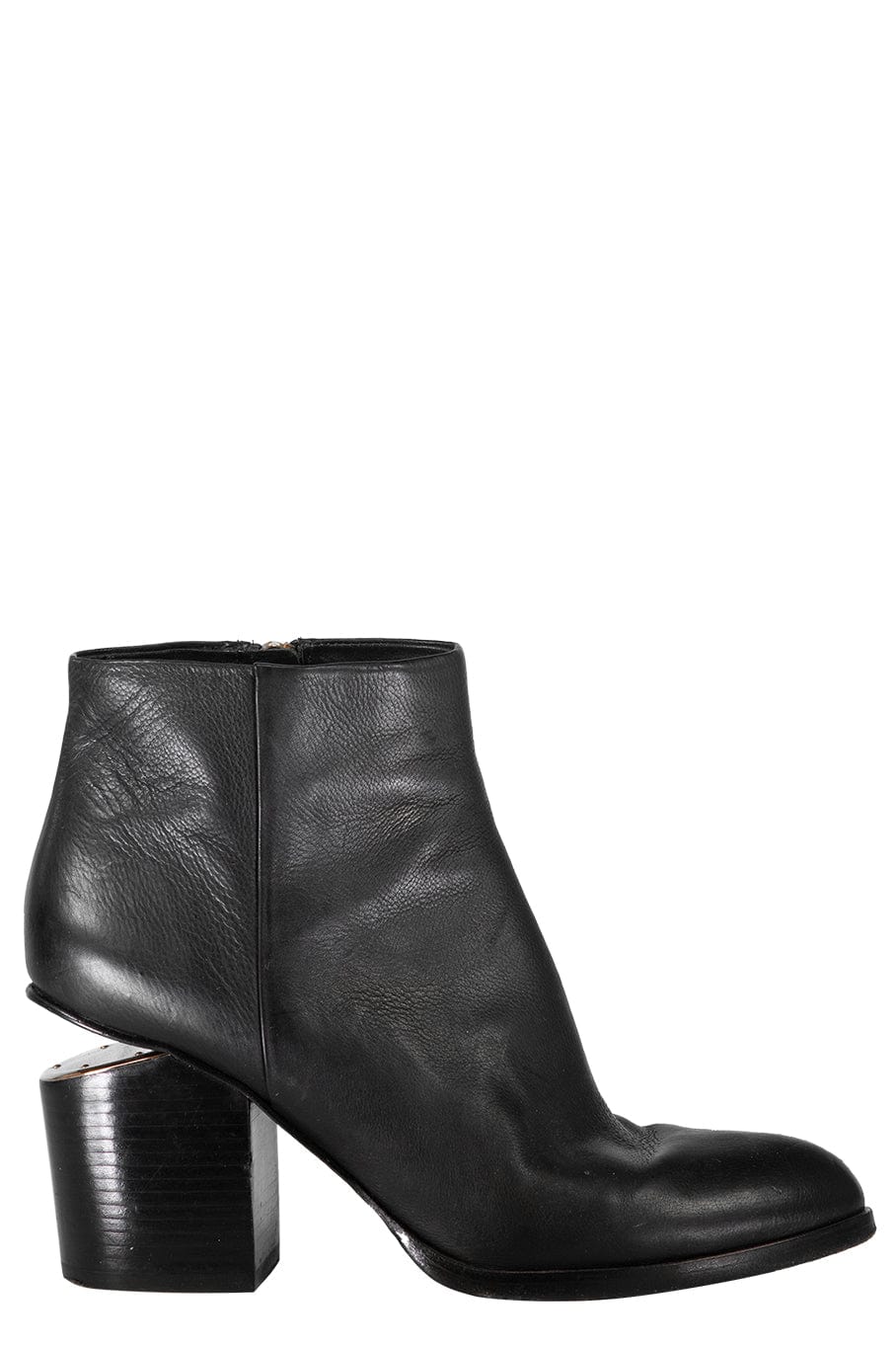 ALEXANDER WANG-Leather Ankle Boots-BLACK