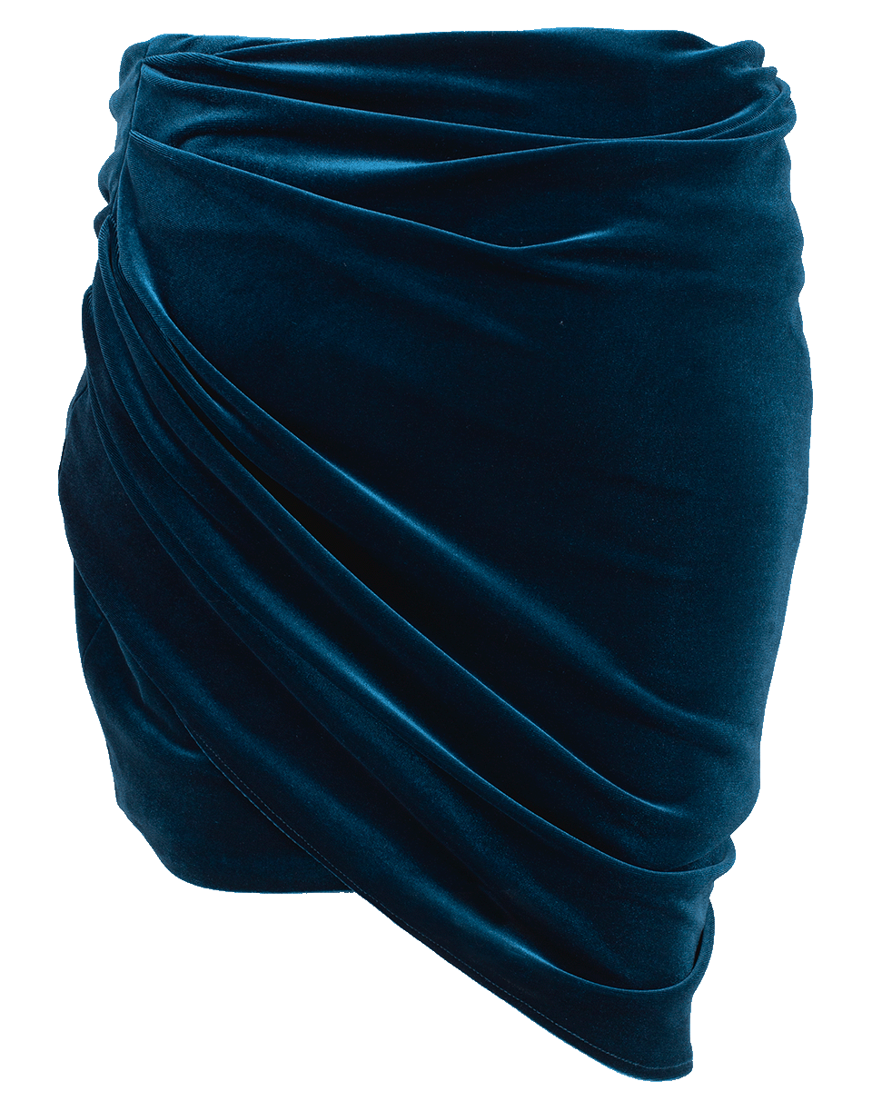 ALEXANDRE VAUTHIER-Velvet Jersey Wrap Mini Skirt-COBALT