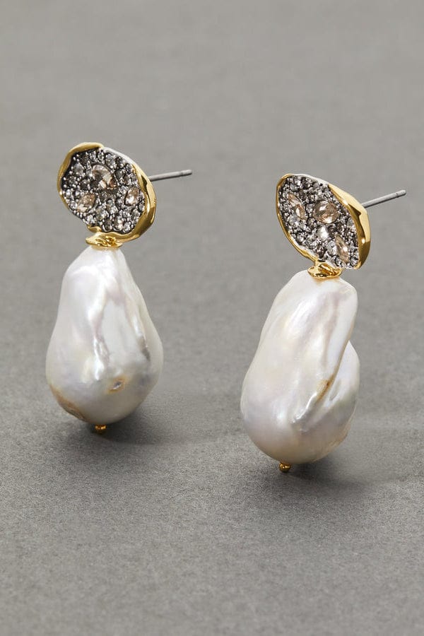 ALEXIS BITTAR-Solanales Crstyal and Baroque Pearl Earrings-CHAMPAGN