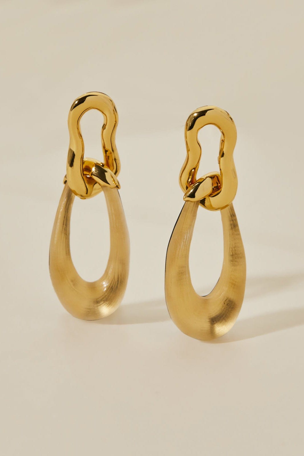 ALEXIS BITTAR-Gold Double Link Earrings-GOLD