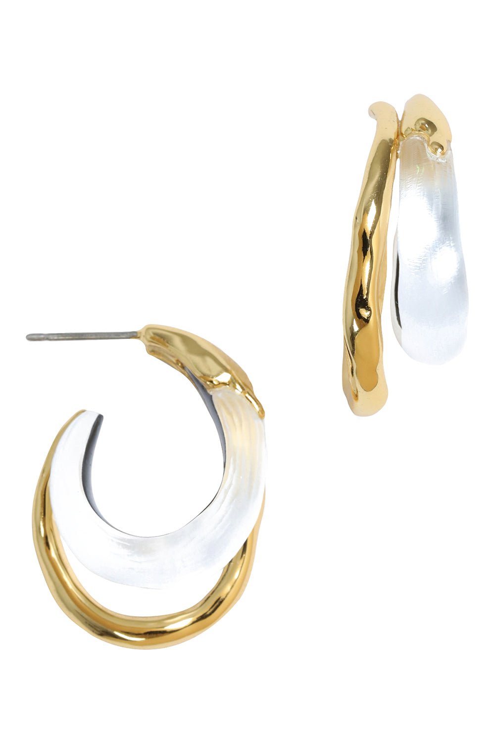 ALEXIS BITTAR-Large Molten Double Hoop Earrings - Silver-SILVER