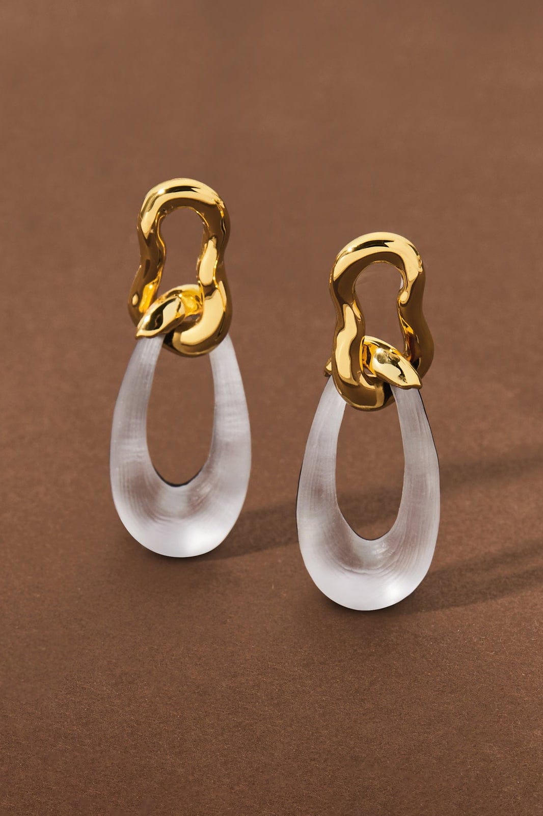 ALEXIS BITTAR-Gold Double Link Earrings - Silver-SILVER