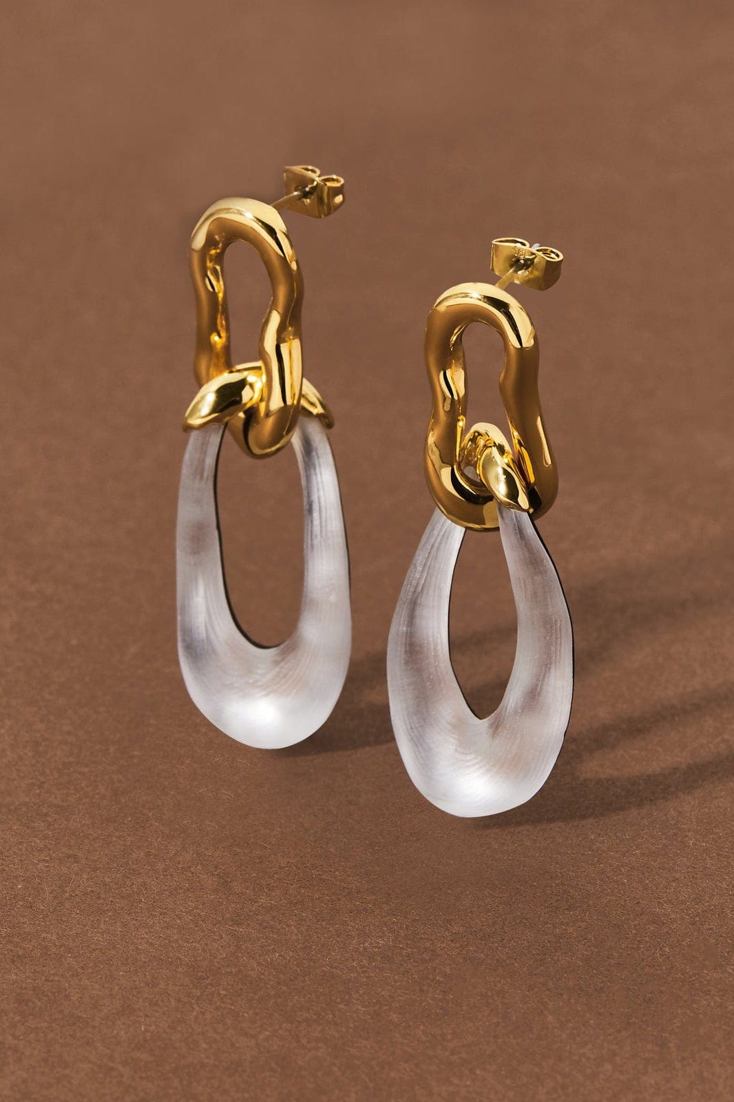 ALEXIS BITTAR-Gold Double Link Earrings - Silver-SILVER
