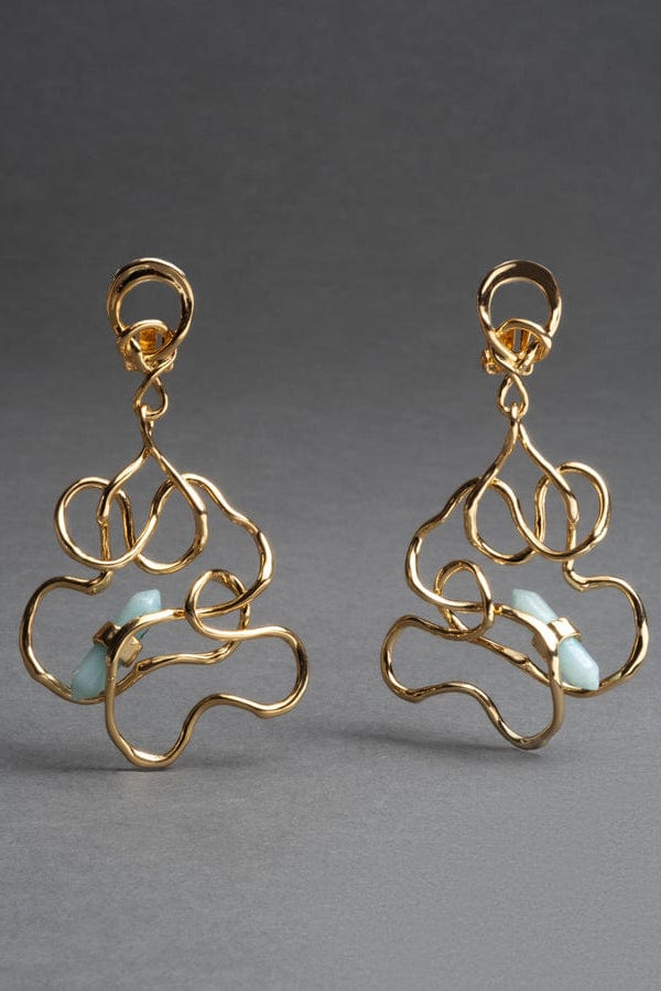 ALEXIS BITTAR-Twisted Gold Crystal Point Hoop Earrings-STONES