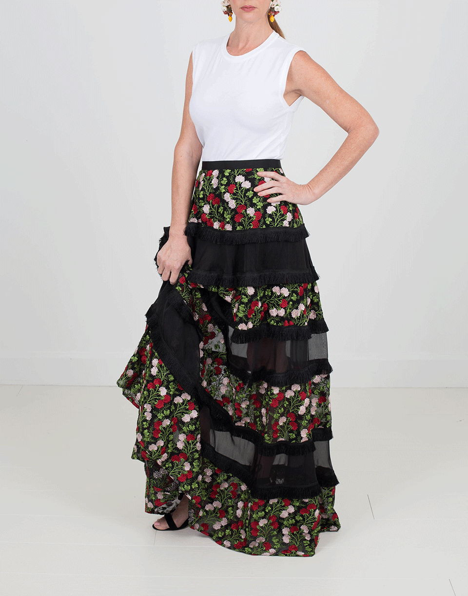 Carosini Embroidered Tiered Skirt CLOTHINGSKIRTMISC ALEXIS   