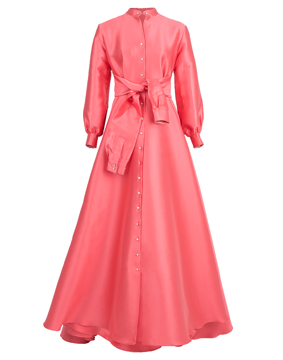 ALEXIS MABILLE-Waisted Tie Gown-CORAL