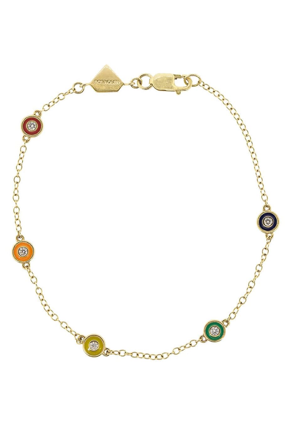 ALISON LOU-Rainbow Enamel and Diamond Bracelet-YELLOW GOLD