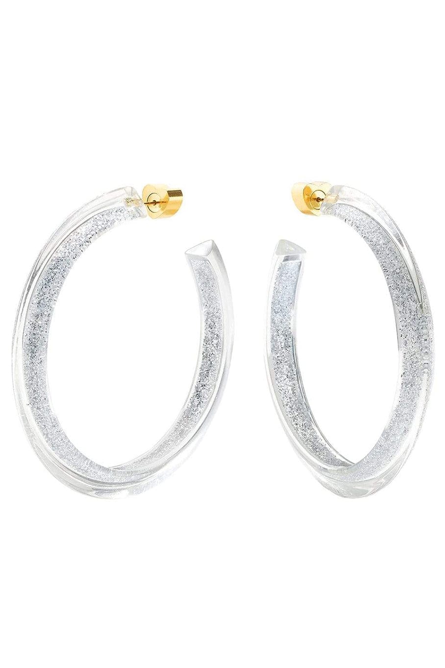 ALISON LOU-Medium Silver Glitter Jelly Hoops-YELLOW GOLD