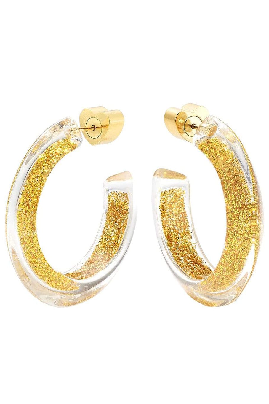 ALISON LOU-Small Gold Glitter Jelly Hoops-YELLOW GOLD