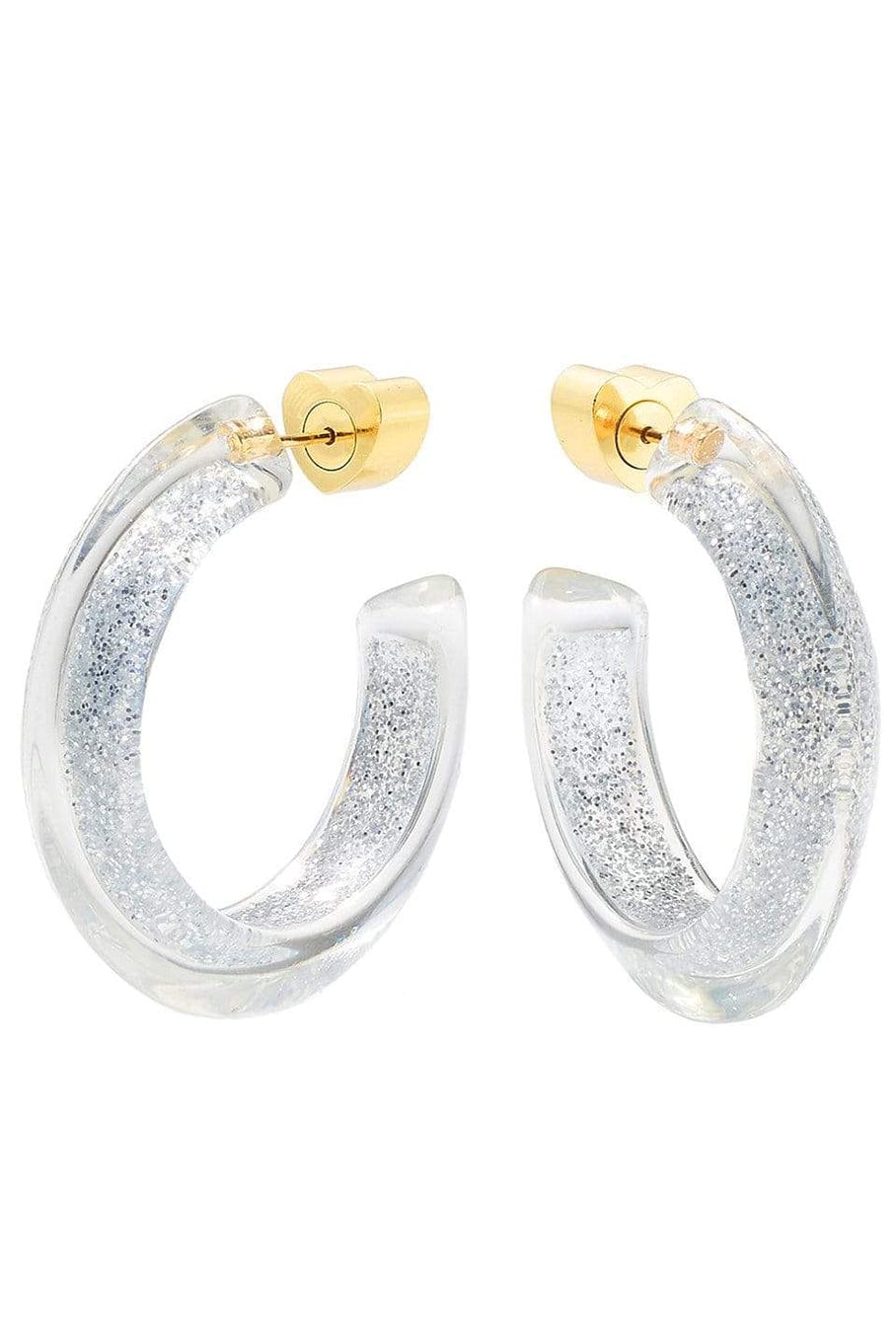 ALISON LOU-Small Silver Glitter Jelly Hoops-YELLOW GOLD