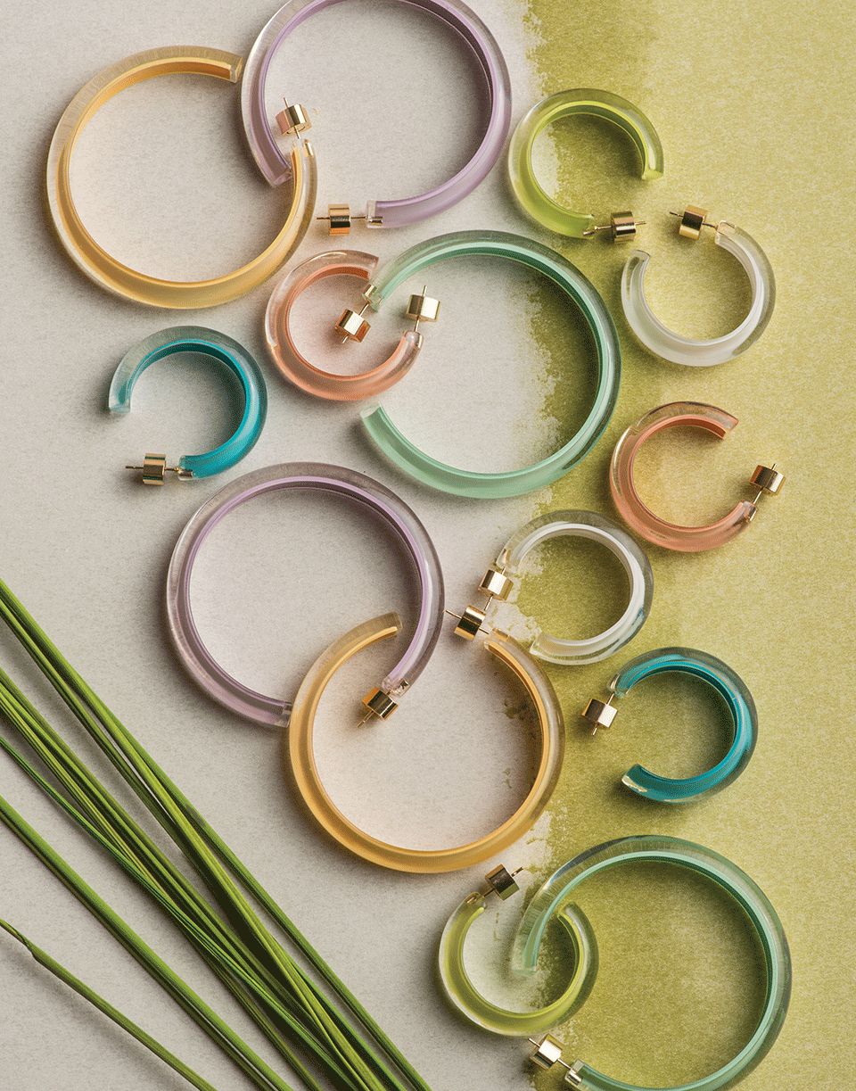 ALISON LOU-Medium Mint LOUcite Jelly Hoops-YELLOW GOLD