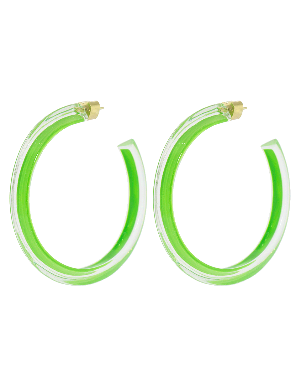 ALISON LOU-Medium Neon Green Loucite Jelly Hoops-YELLOW GOLD