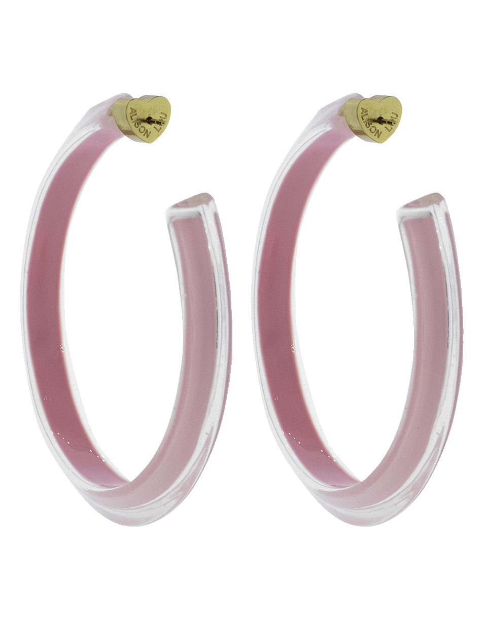 ALISON LOU-Medium Pink Loucite Jelly Hoops-YELLOW GOLD