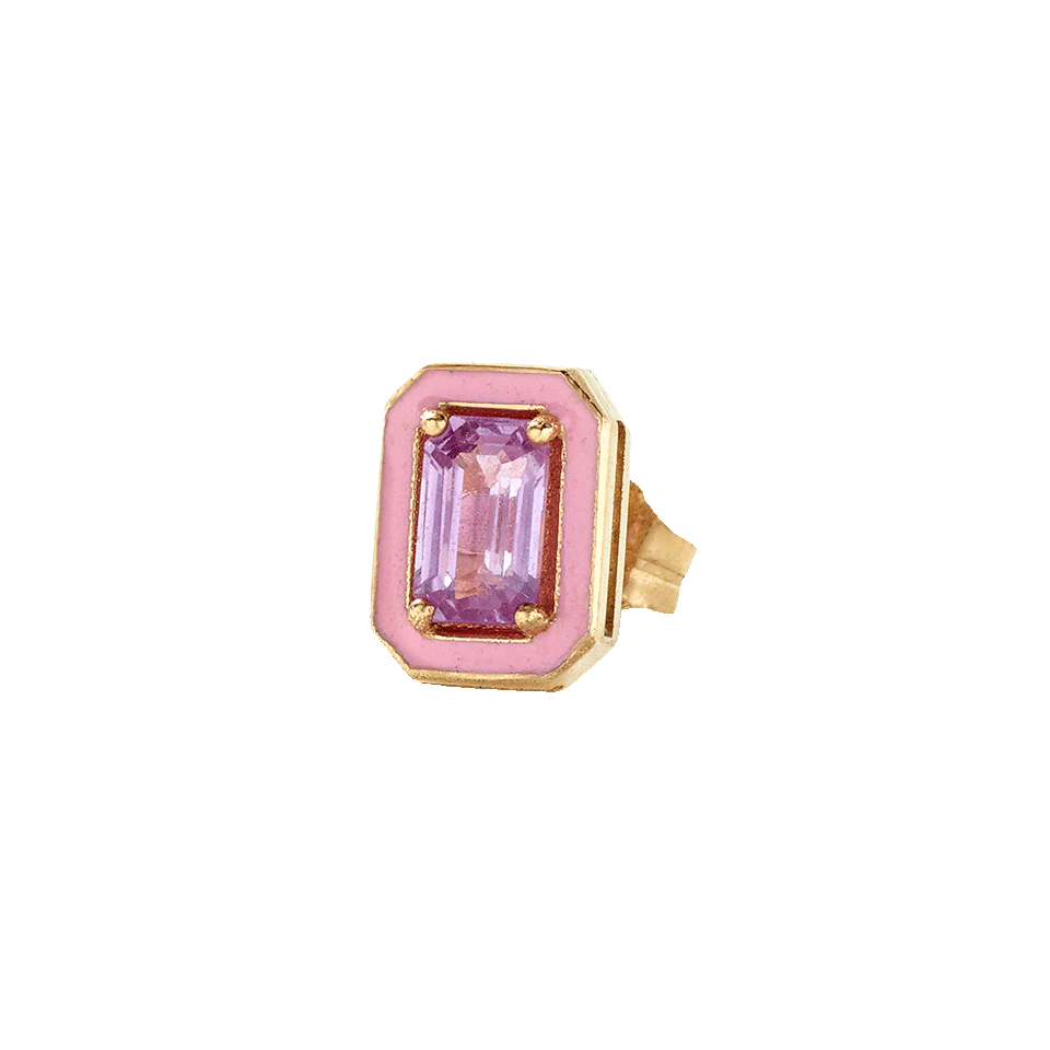 ALISON LOU-Pink Sapphire And Enamel Stud-YELLOW GOLD
