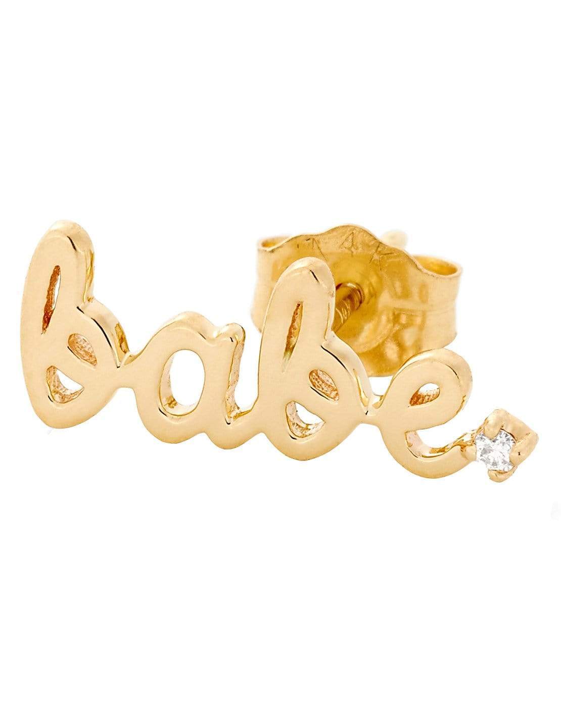 ALISON LOU-Single Babe Diamond Stud Earring-YELLOW GOLD
