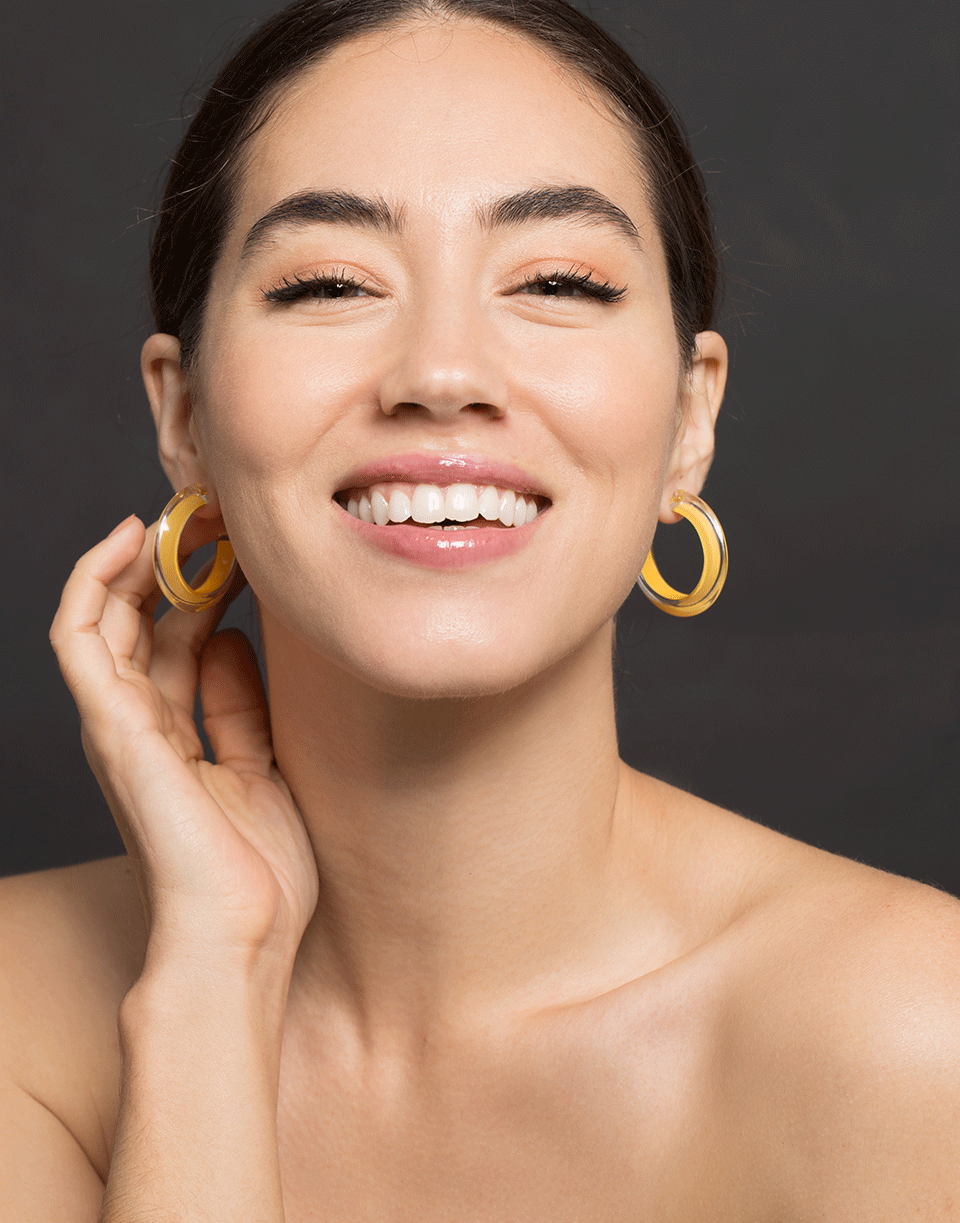 ALISON LOU-Small Mustard LOUcite Jelly Hoops-YELLOW GOLD