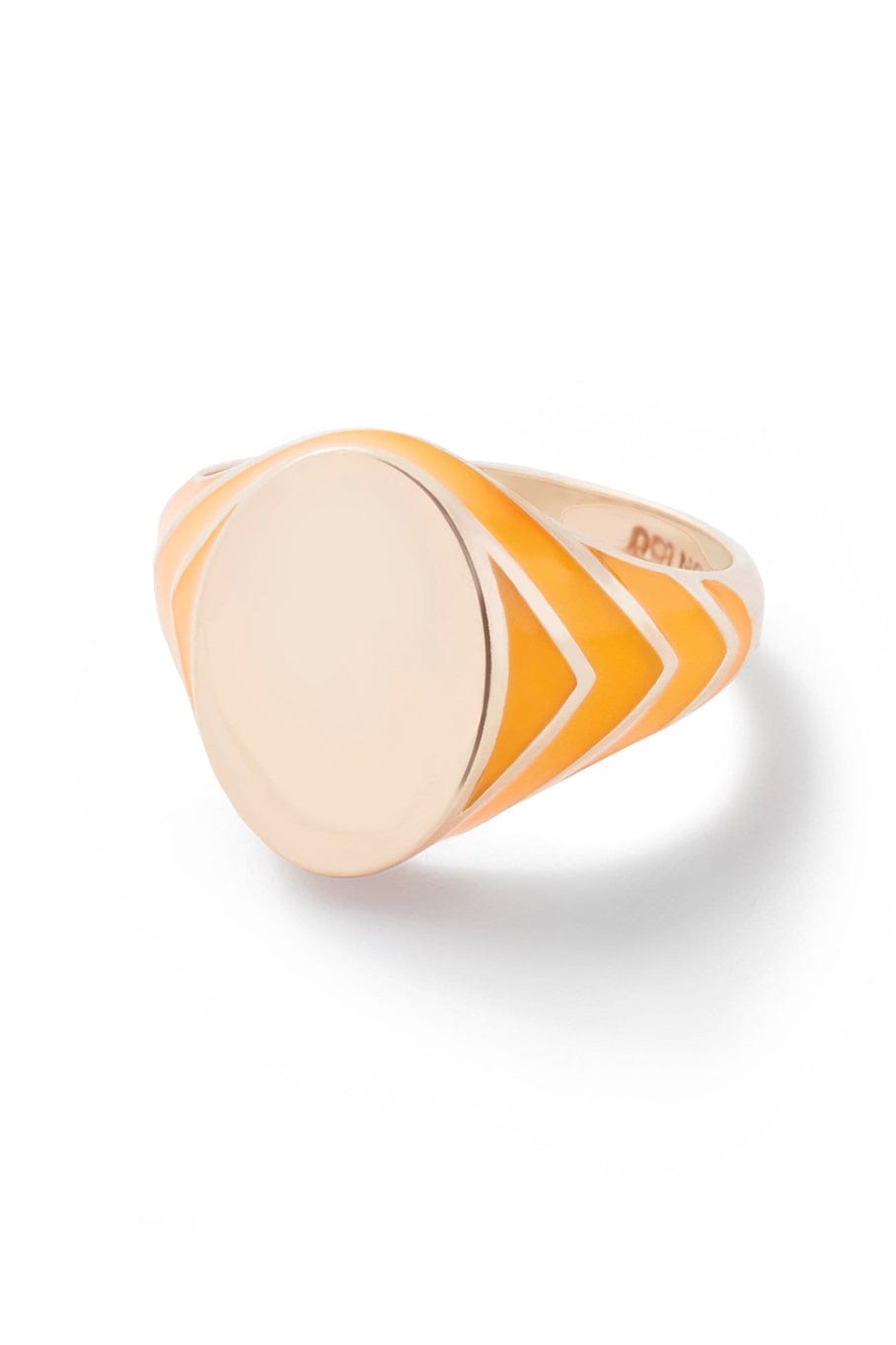 ALISON LOU-Neon Orange Striped Signet Ring-YELLOW GOLD