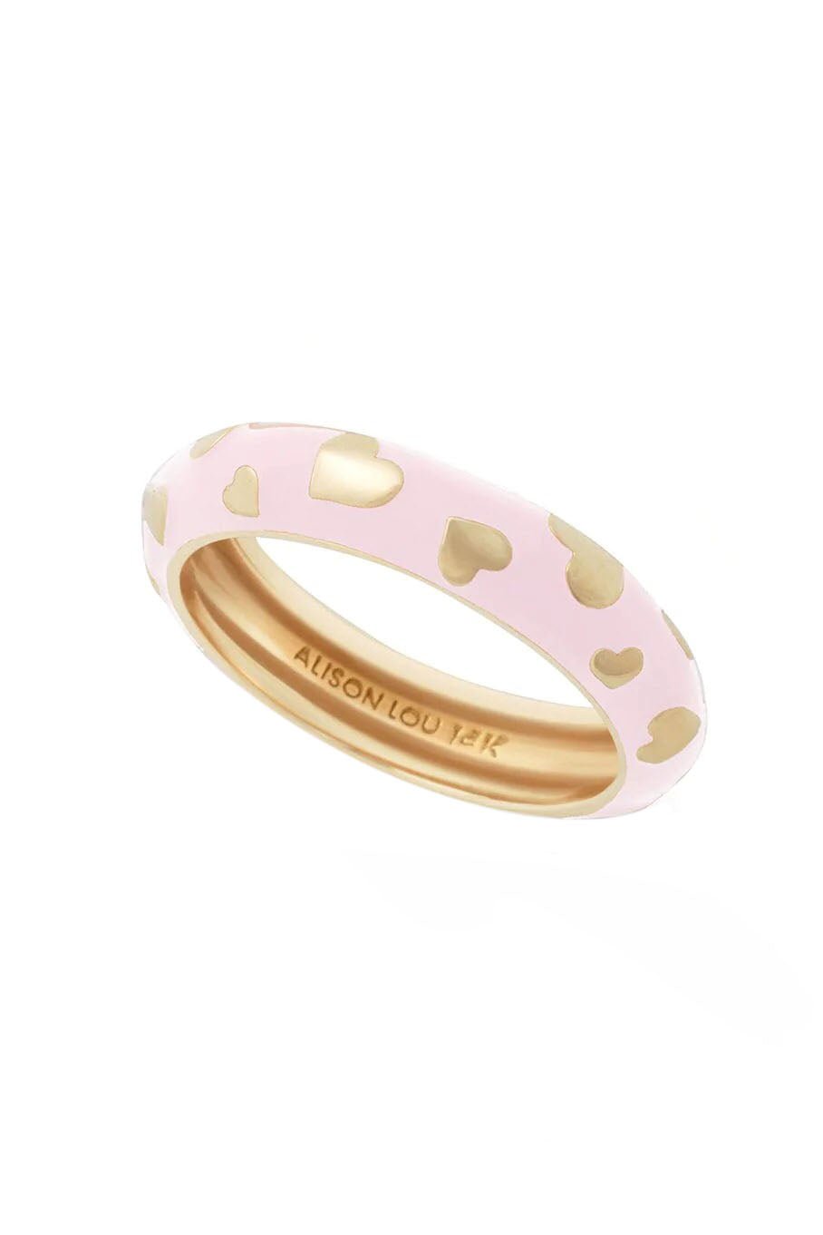ALISON LOU-Rose Clair Enamel Amour Ring-YELLOW GOLD
