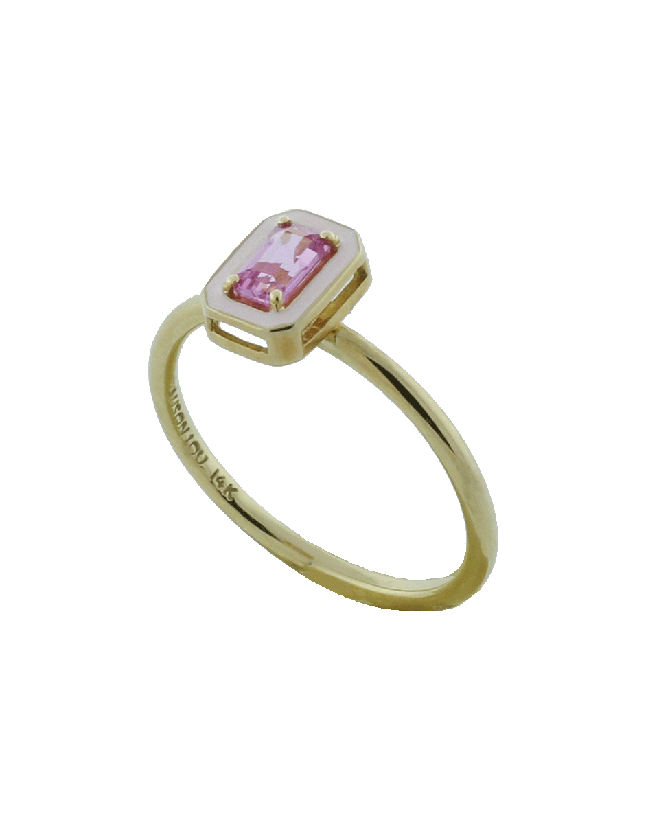 ALISON LOU-Pink Sapphire And Enamel Ring-YELLOW GOLD