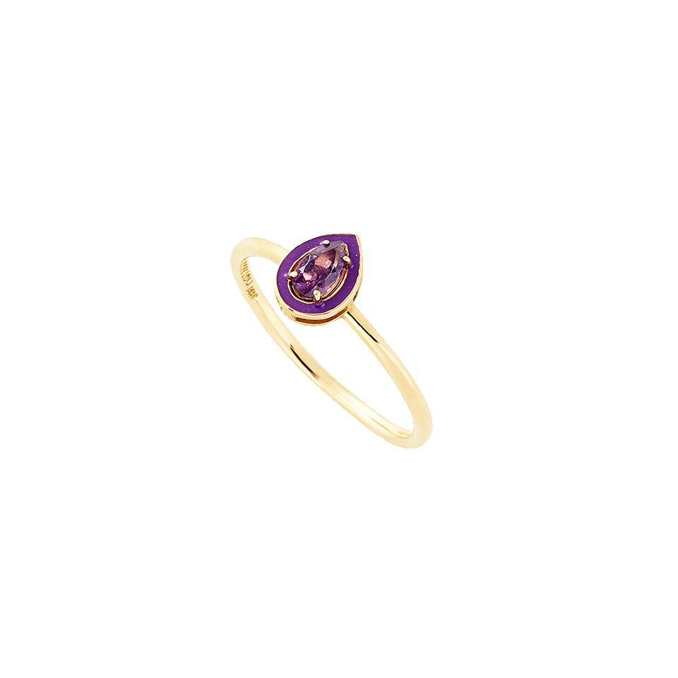 ALISON LOU-Amethyst And Purple Enamel Ring-YELLOW GOLD