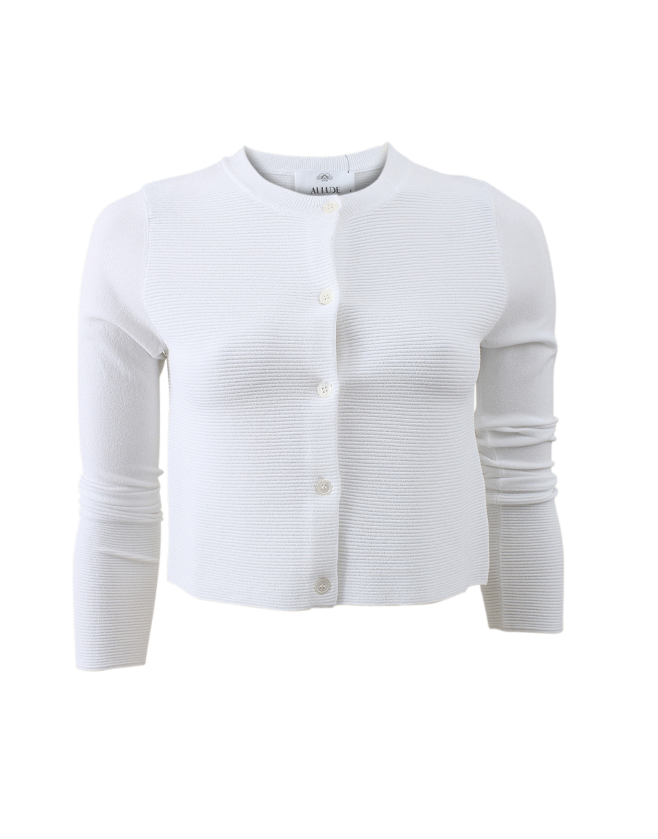 ALLUDE-Ribbed Cropped Cardigan-