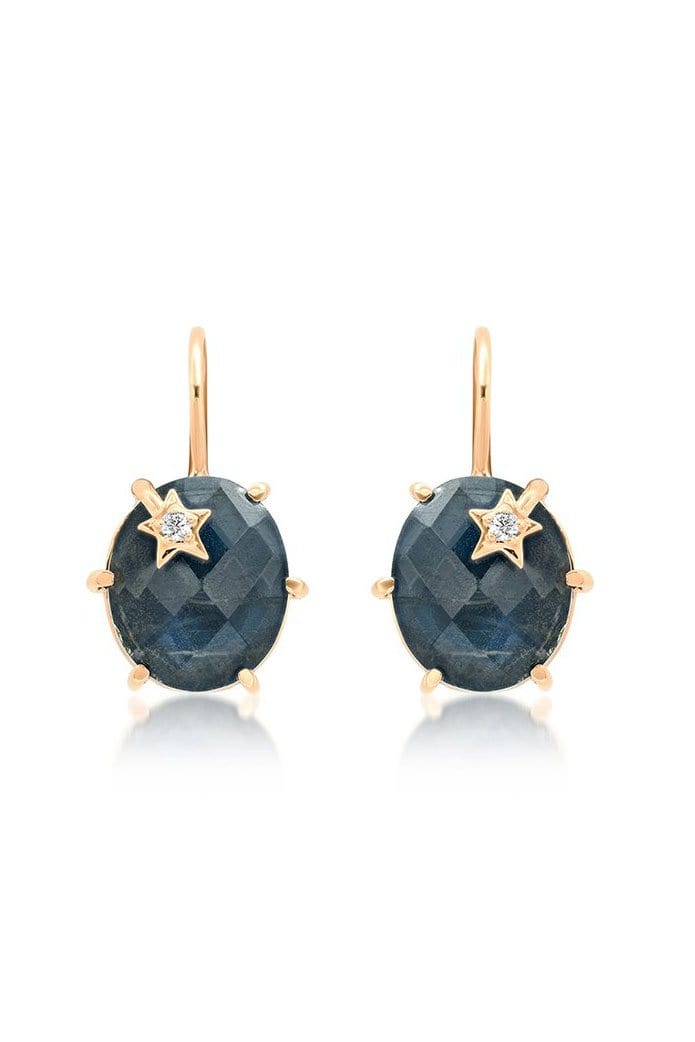ANDREA FOHRMAN-Mini Galaxy London Blue Topaz Earrings-ROSE GOLD