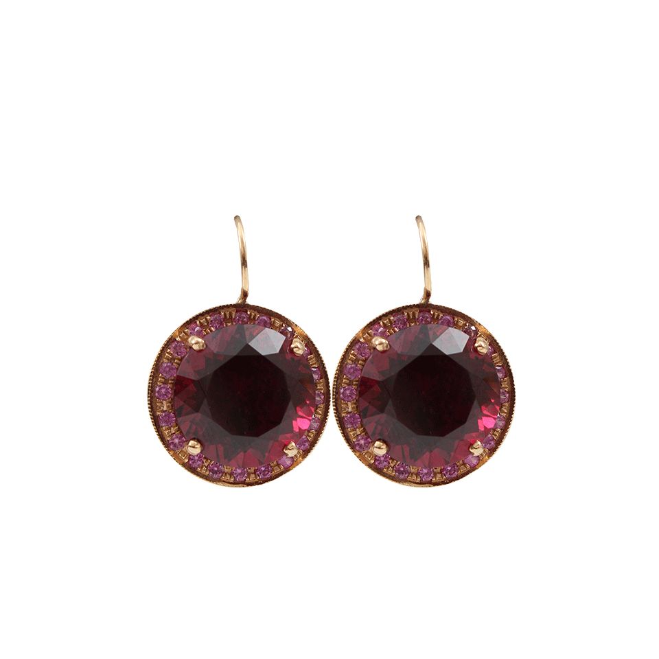 ANDREA FOHRMAN-Round Rhodolite Garnet Drop Earrings-ROSE GOLD