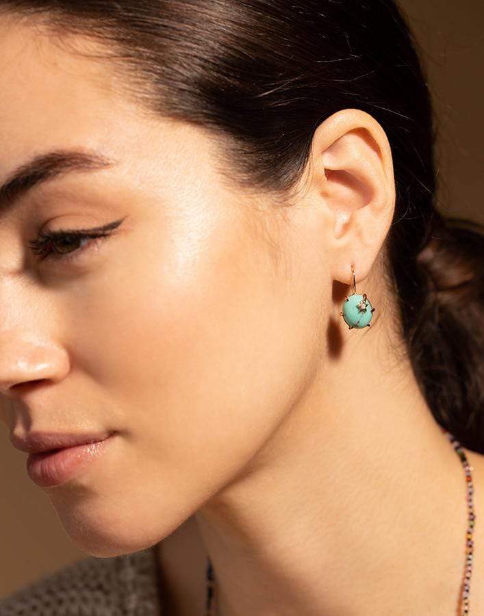ANDREA FOHRMAN-Turquoise Mini Galaxy Earrings-ROSE GOLD