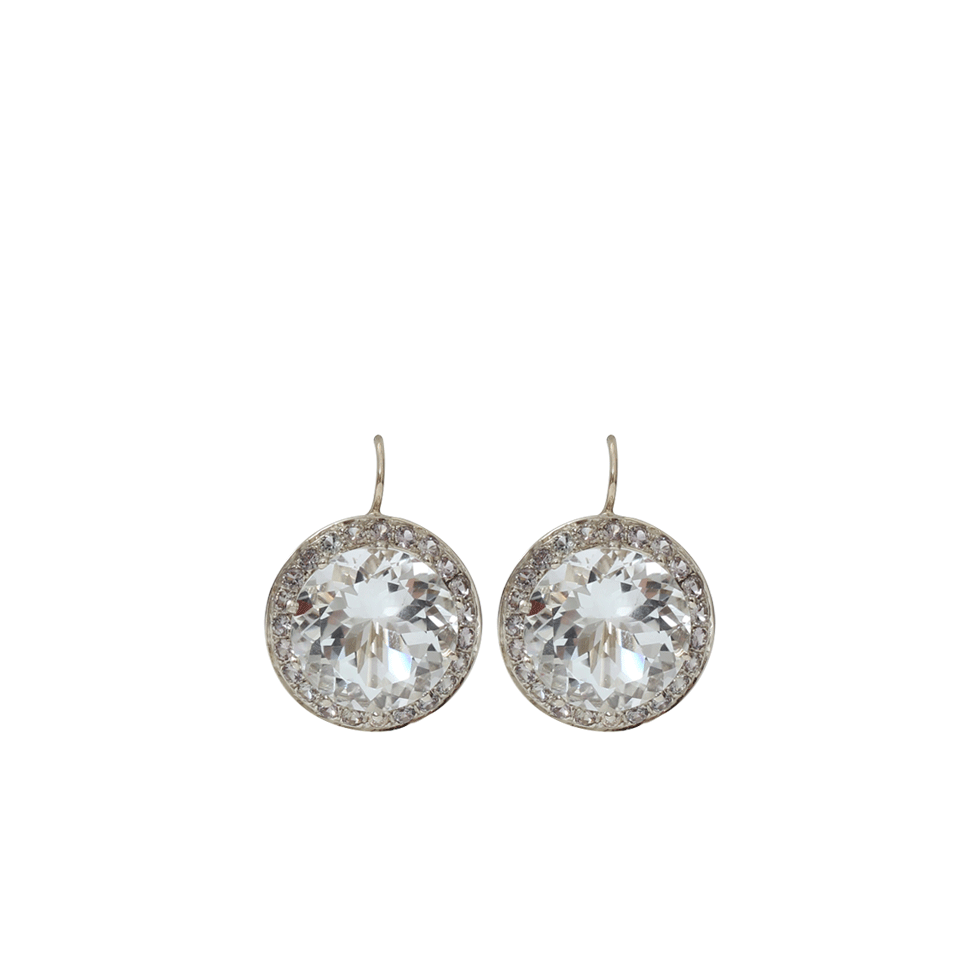 ANDREA FOHRMAN-15MM Rock Crystal And Sapphire Earrings-WHITE GOLD