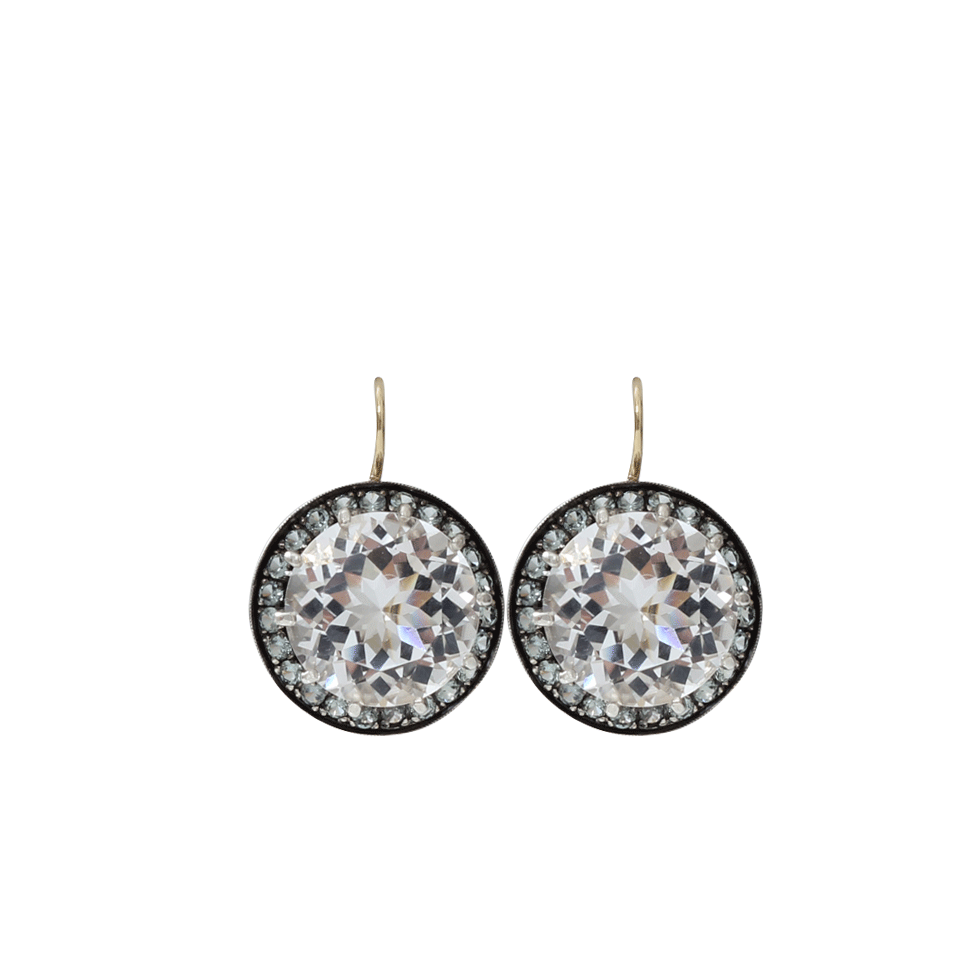 ANDREA FOHRMAN-15MM Rock Crystal And Sapphire Earrings-YELLOW GOLD