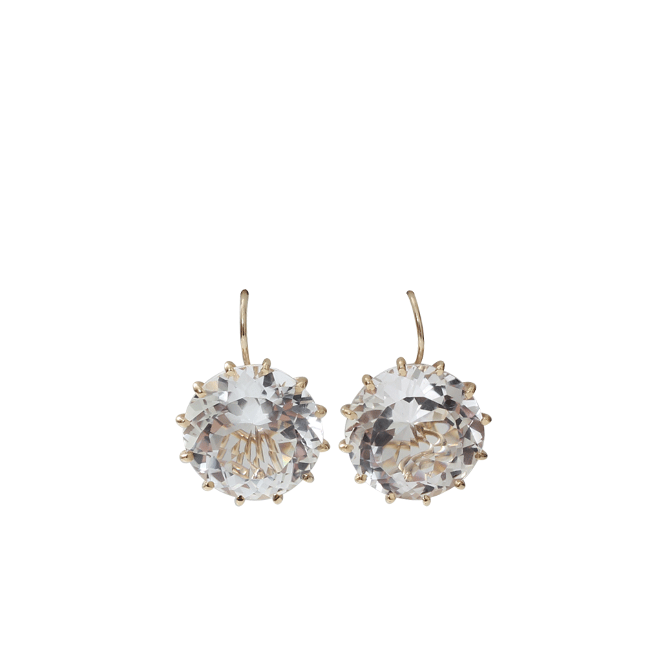 ANDREA FOHRMAN-15MM Rock Crystal Drop Earrings-YELLOW GOLD
