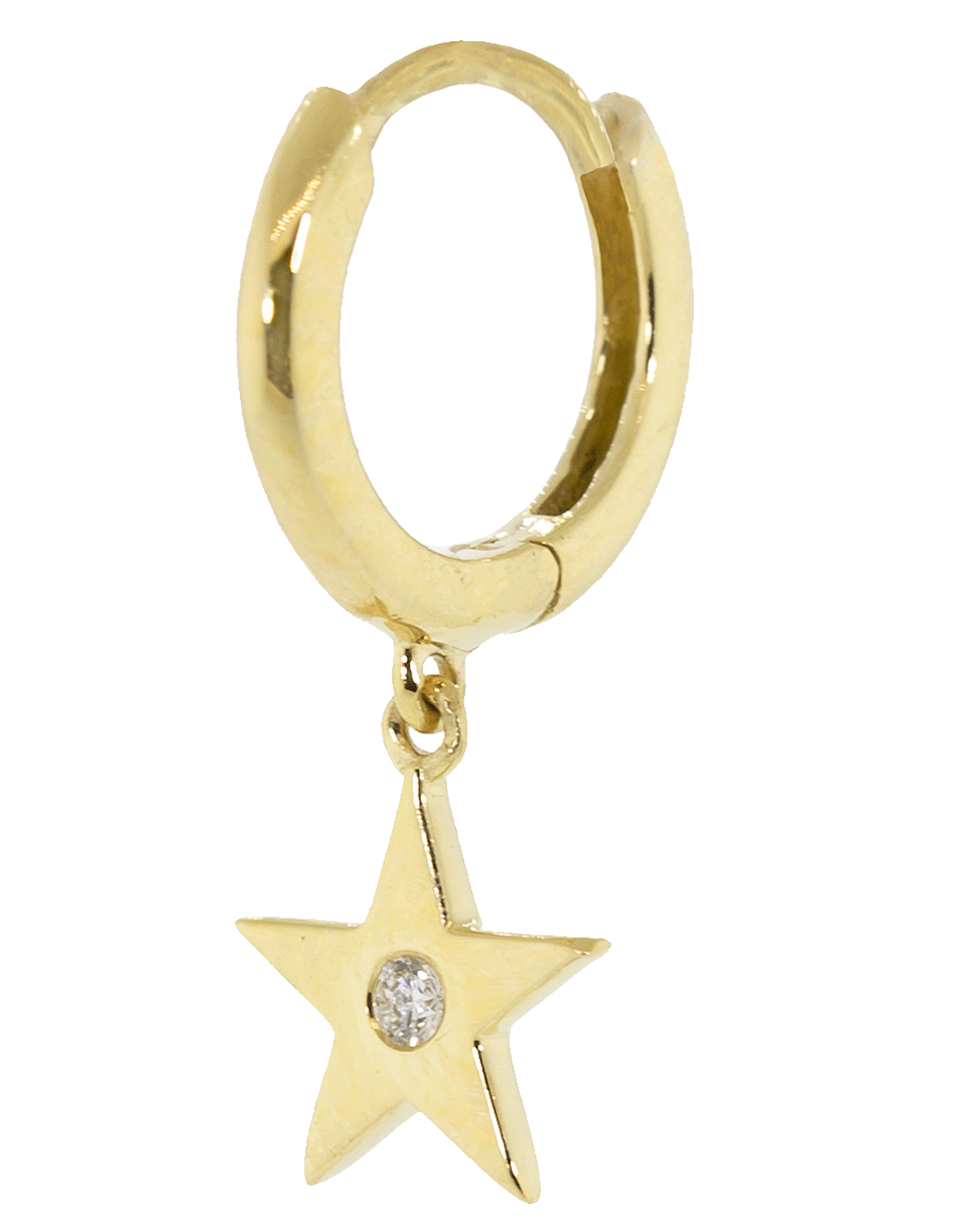 ANDREA FOHRMAN-Diamond Star Single Hoop Earring-YELLOW GOLD