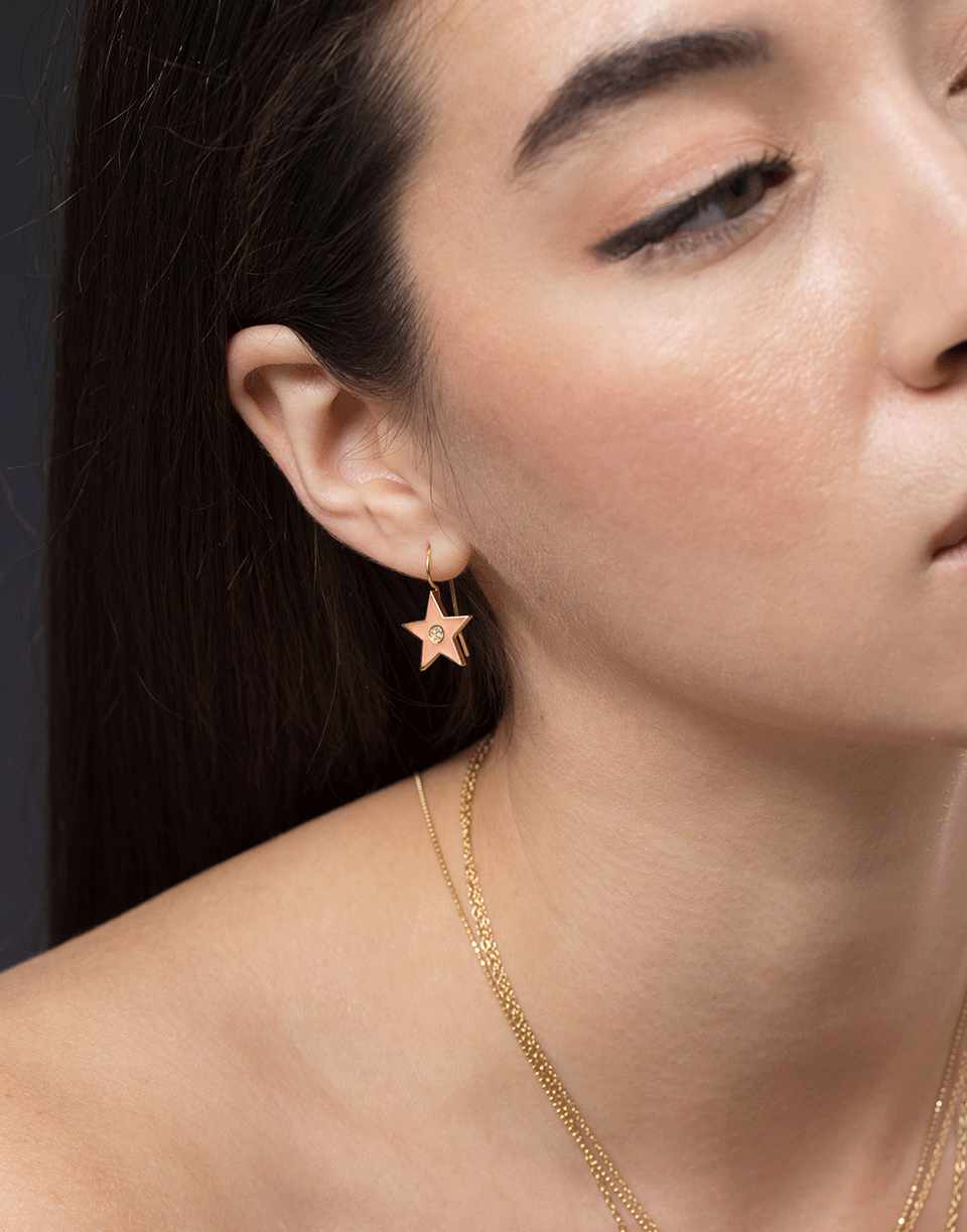ANDREA FOHRMAN-Small Enamel Diamond Star Earrings-YELLOW GOLD