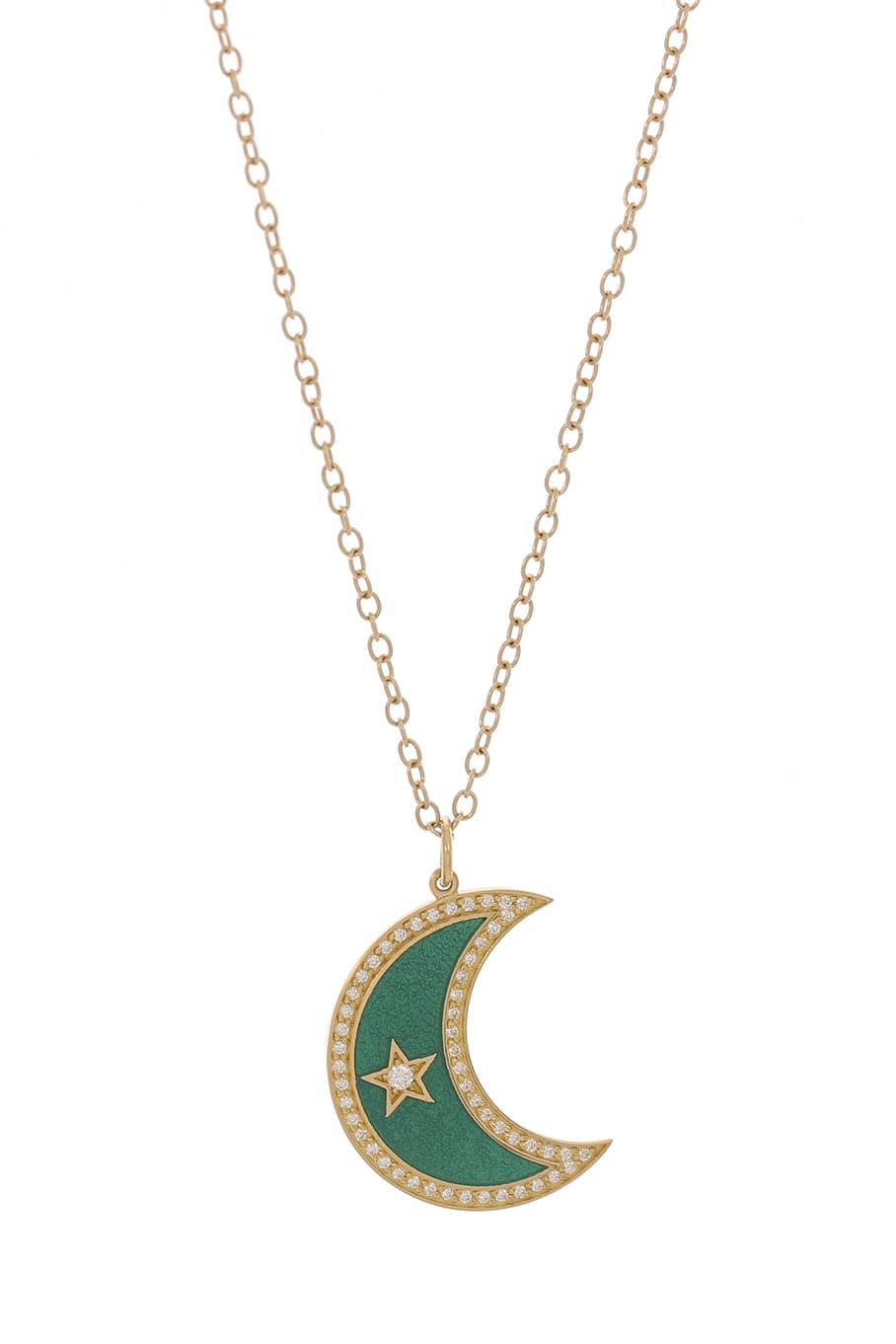 ANDREA FOHRMAN-Large Peacock Crescent Moon Necklace-YELLOW GOLD