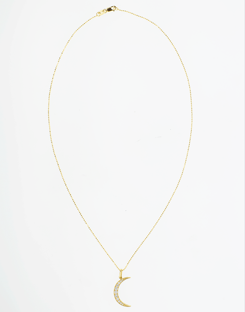 ANDREA FOHRMAN-Medium White Diamond Luna Necklace-YELLOW GOLD