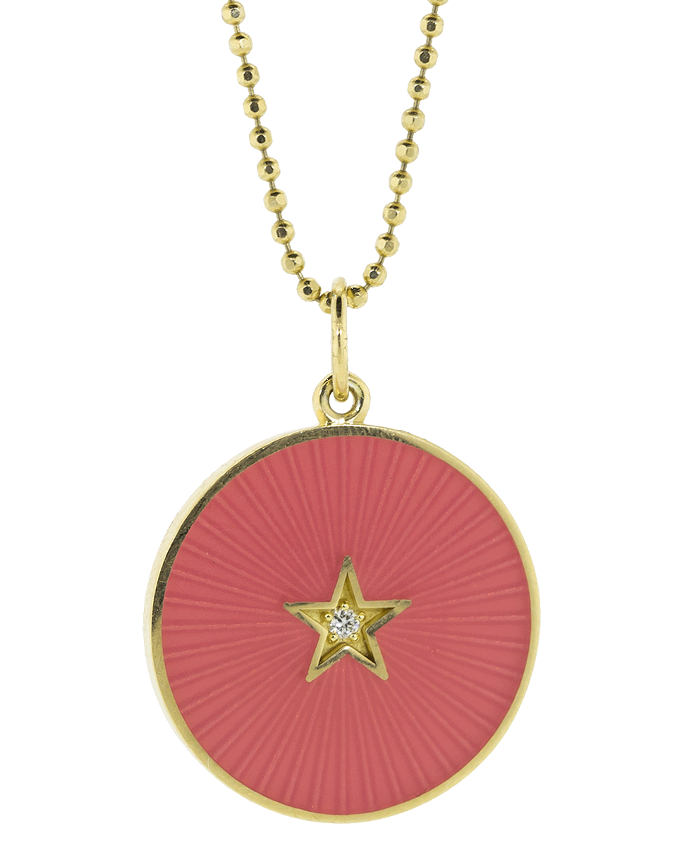 ANDREA FOHRMAN-Pink Enamel Star Necklace-YELLOW GOLD