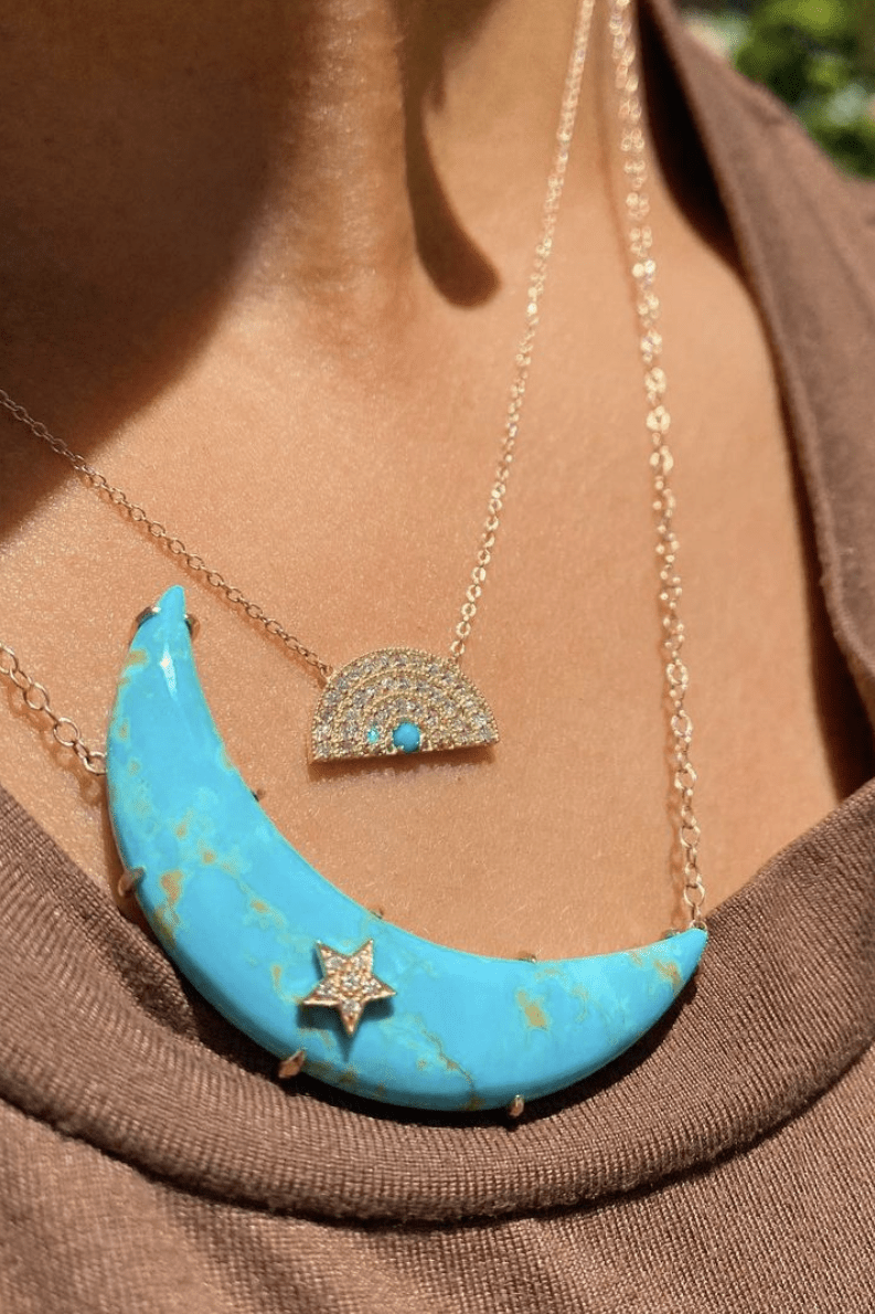 ANDREA FOHRMAN-Small Turquoise Rainbow Necklace-YELLOW GOLD
