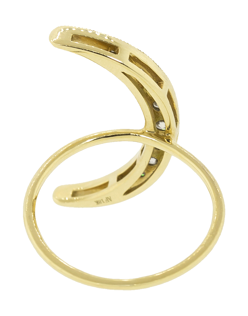 ANDREA FOHRMAN-Medium White Diamond Luna Ring-YELLOW GOLD