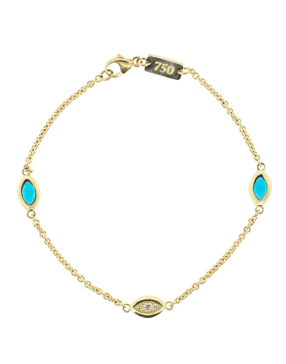 ANDY LIF-Blue Enamel and Diamond Cats Eye Bracelet-YELLOW GOLD